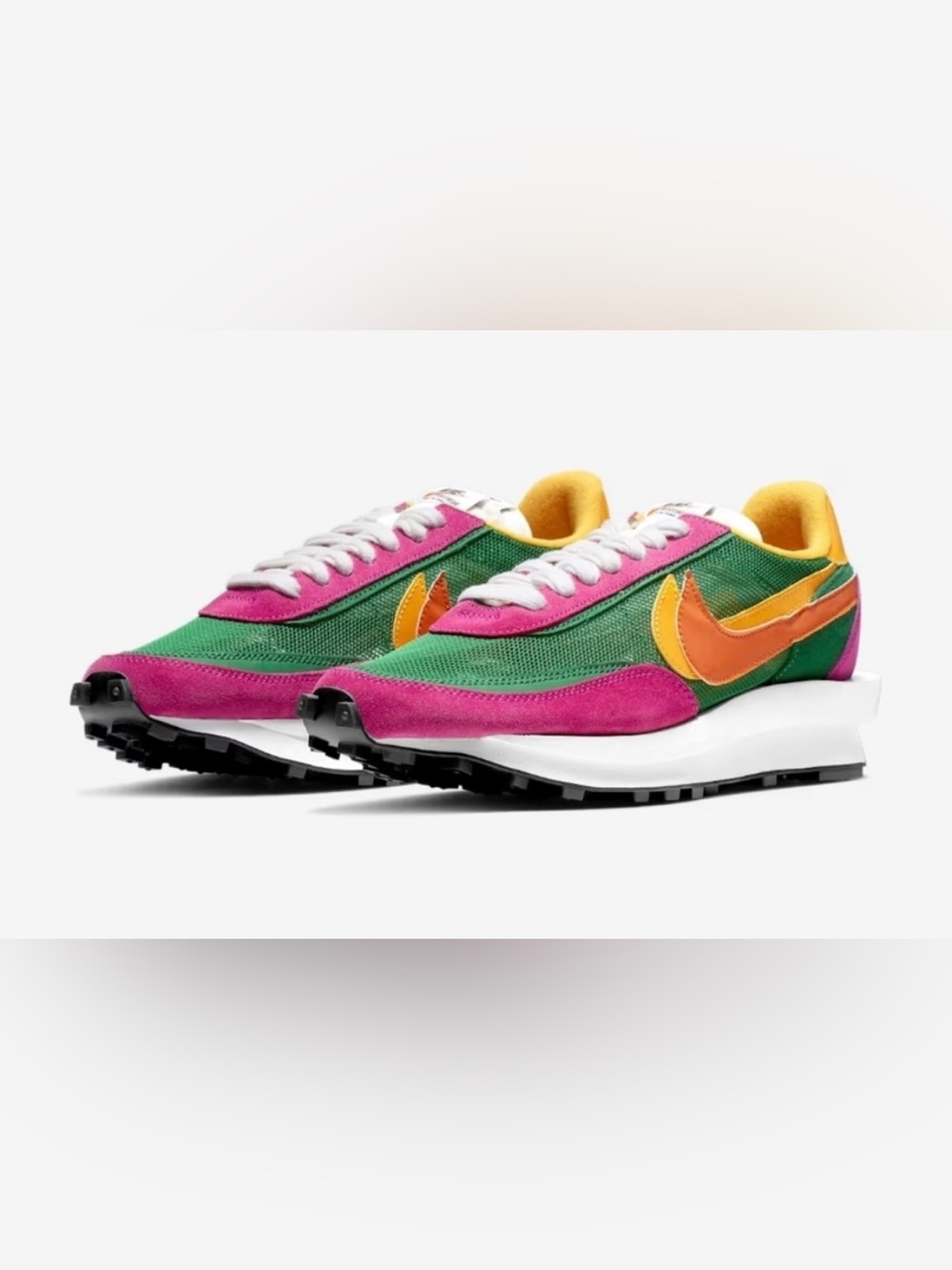 NWOB: Sacai x Nike LDWaffle, Pine Green/Clay/Orange-Del Sol-Sail Sneakers, sz 8M
